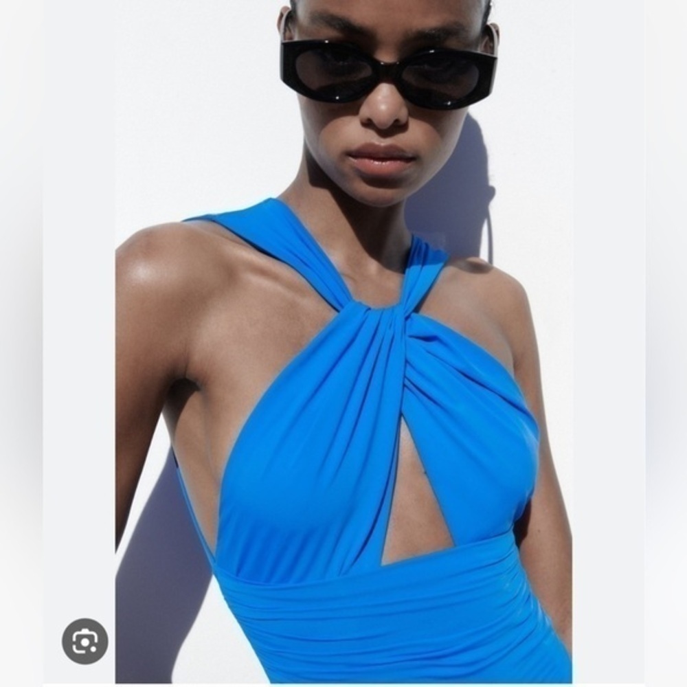 Zara Blue Cutout Bodysuit